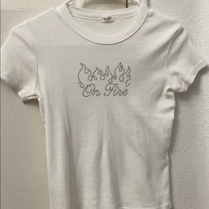 Brandy Melville Bedazzled On Fire Shirt.